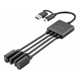 Sandberg 136-81 keskitin USB 3.2 Gen 1 (3.1 Gen 1) Type-A + Type-C 5000 Mbit s Musta