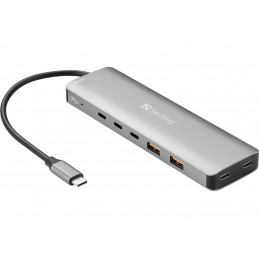 Sandberg 136-79 kannettavien tietokoneiden telakka ja porttitoistin Langallinen USB 3.2 Gen 2 (3.1 Gen 2) Type-C Harmaa
