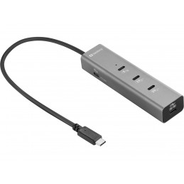 Sandberg 136-78 kannettavien tietokoneiden telakka ja porttitoistin Langallinen USB 3.2 Gen 2 (3.1 Gen 2) Type-C Harmaa