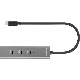 Sandberg 136-78 kannettavien tietokoneiden telakka ja porttitoistin Langallinen USB 3.2 Gen 2 (3.1 Gen 2) Type-C Harmaa