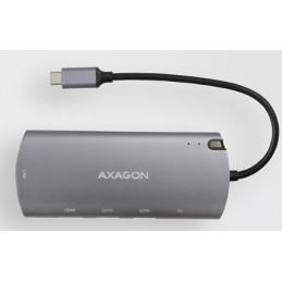 Axagon HMC-6M2 kannettavien tietokoneiden telakka ja porttitoistin Langallinen USB 3.2 Gen 1 (3.1 Gen 1) Type-C Alumiini