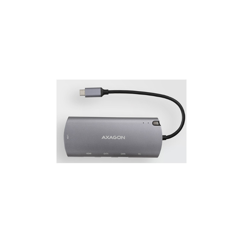 Axagon HMC-6M2 kannettavien tietokoneiden telakka ja porttitoistin Langallinen USB 3.2 Gen 1 (3.1 Gen 1) Type-C Alumiini