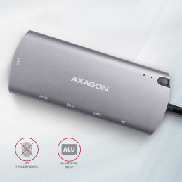 Axagon HMC-6M2 kannettavien tietokoneiden telakka ja porttitoistin Langallinen USB 3.2 Gen 1 (3.1 Gen 1) Type-C Alumiini