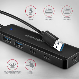 Axagon HUE-C2A keskitin USB 3.2 Gen 1 (3.1 Gen 1) Type-A 5000 Mbit s Musta