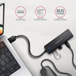 Axagon HUE-C2A keskitin USB 3.2 Gen 1 (3.1 Gen 1) Type-A 5000 Mbit s Musta