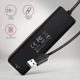 Axagon HUE-C2A keskitin USB 3.2 Gen 1 (3.1 Gen 1) Type-A 5000 Mbit s Musta