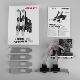 Axagon PCEA-PSN PCIe-Adapter mit 4x Seriell-Ports - ASIX AX99100 Chipsatz liitäntäkortti -sovitin Sisäinen RS-232