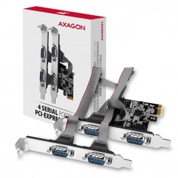 Axagon PCEA-PSN PCIe-Adapter mit 4x Seriell-Ports - ASIX AX99100 Chipsatz liitäntäkortti -sovitin Sisäinen RS-232