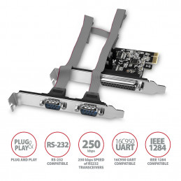 Axagon PCEA-PSN PCIe-Adapter mit 1x Parallel-+ 2x Seriell-Ports - ASIX AX99100 liitäntäkortti -sovitin Sisäinen Rinnakkainen,