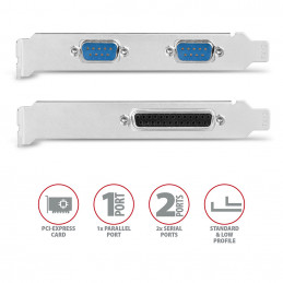 Axagon PCEA-PSN PCIe-Adapter mit 1x Parallel-+ 2x Seriell-Ports - ASIX AX99100 liitäntäkortti -sovitin Sisäinen Rinnakkainen,