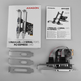 Axagon PCEA-PSN PCIe-Adapter mit 1x Parallel-+ 2x Seriell-Ports - ASIX AX99100 liitäntäkortti -sovitin Sisäinen Rinnakkainen,