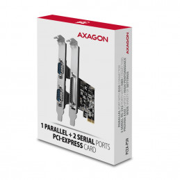 Axagon PCEA-PSN PCIe-Adapter mit 1x Parallel-+ 2x Seriell-Ports - ASIX AX99100 liitäntäkortti -sovitin Sisäinen Rinnakkainen,