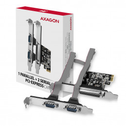 Axagon PCEA-PSN PCIe-Adapter mit 1x Parallel-+ 2x Seriell-Ports - ASIX AX99100 liitäntäkortti -sovitin Sisäinen Rinnakkainen,