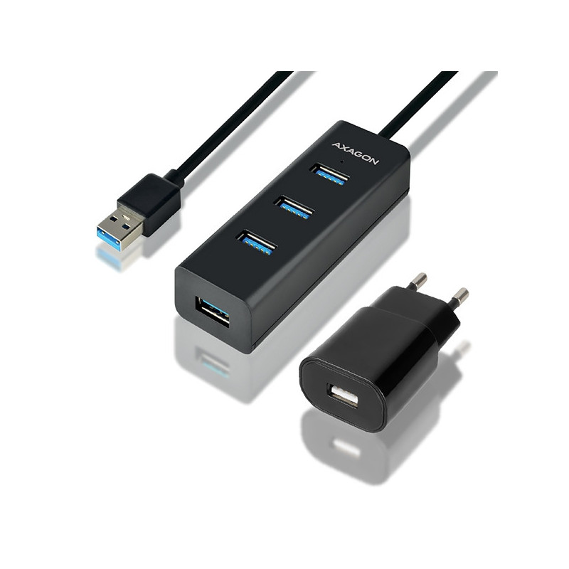 Axagon HUE-S2BP keskitin USB 3.2 Gen 1 (3.1 Gen 1) Type-A 5000 Mbit s Musta