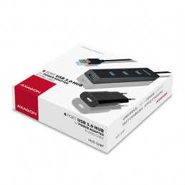 Axagon HUE-S2BP keskitin USB 3.2 Gen 1 (3.1 Gen 1) Type-A 5000 Mbit s Musta