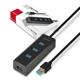 Axagon HUE-S2BL keskitin USB 3.2 Gen 1 (3.1 Gen 1) Type-A 5000 Mbit s Musta