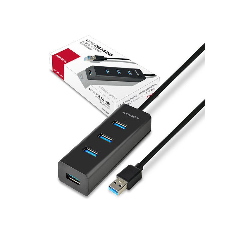 Axagon HUE-S2BL keskitin USB 3.2 Gen 1 (3.1 Gen 1) Type-A 5000 Mbit s Musta