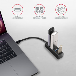Axagon HUE-M1C keskitin USB 3.2 Gen 1 (3.1 Gen 1) Type-C 5000 Mbit s Musta