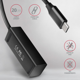 Axagon HUE-M1C keskitin USB 3.2 Gen 1 (3.1 Gen 1) Type-C 5000 Mbit s Musta