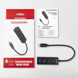 Axagon HUE-M1C keskitin USB 3.2 Gen 1 (3.1 Gen 1) Type-C 5000 Mbit s Musta