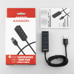 Axagon HUE-M1AL keskitin USB 3.2 Gen 1 (3.1 Gen 1) Type-A 5000 Mbit s Musta
