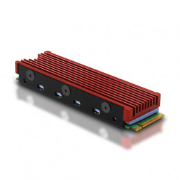 Axagon CLR-M2 Tietokoneen jäähdytysjärjestelmä M.2 NVMe SSD, SSD-asema Jäähdytyslevy jäähdytin Musta, Punainen 1 kpl