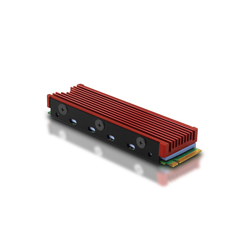 Axagon CLR-M2 Tietokoneen jäähdytysjärjestelmä M.2 NVMe SSD, SSD-asema Jäähdytyslevy jäähdytin Musta, Punainen 1 kpl