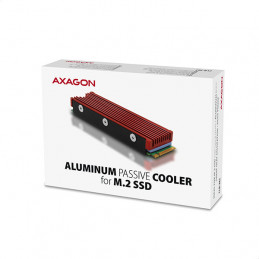 Axagon CLR-M2 Tietokoneen jäähdytysjärjestelmä M.2 NVMe SSD, SSD-asema Jäähdytyslevy jäähdytin Musta, Punainen 1 kpl