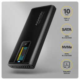 Axagon EEM2-SD2B tallennusaseman kotelo SSD-kotelo Musta M.2