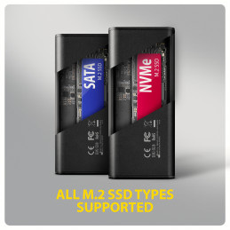 Axagon EEM2-SD2B tallennusaseman kotelo SSD-kotelo Musta M.2