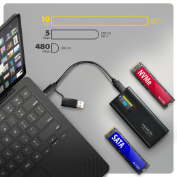 Axagon EEM2-SD2B tallennusaseman kotelo SSD-kotelo Musta M.2