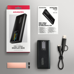 Axagon EEM2-SD2B tallennusaseman kotelo SSD-kotelo Musta M.2