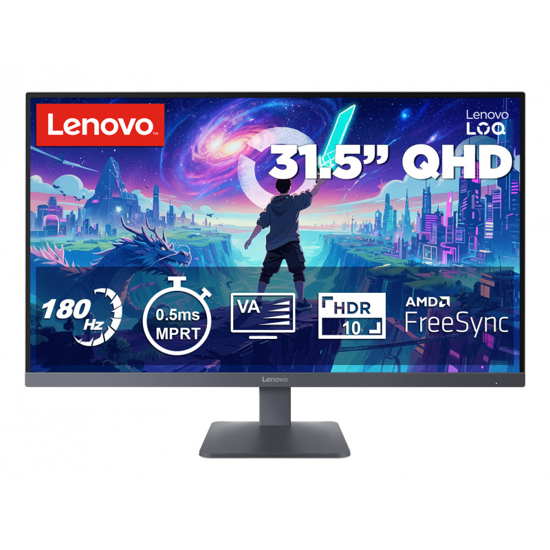 Lenovo LOQ 32Q-10 tietokoneen litteä näyttö 80 cm (31.5") 2560 x 1440 pikseliä Wide Quad HD LED Harmaa