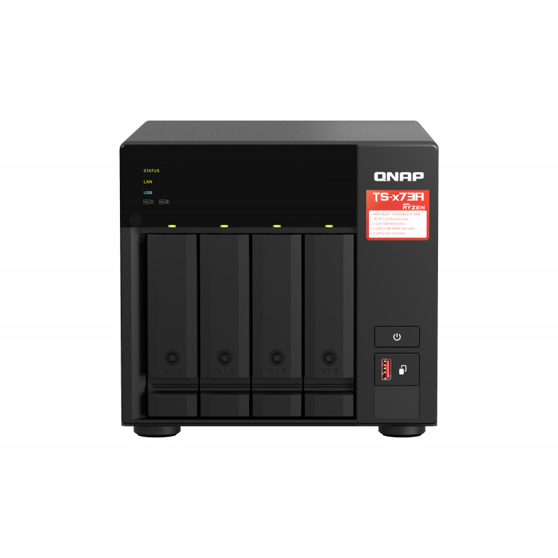 QNAP TS-473A NAS Tower Ryzen Embedded V1500B 8 GB DDR4 0 TB QNAP Turbo System Musta