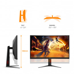 AOC G4 CQ27G4Z2P tietokoneen litteä näyttö 68,6 cm (27") 2560 x 1440 pikseliä Quad HD LCD Musta, Punainen