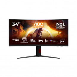 AOC G4 CU34G4ZCA tietokoneen litteä näyttö 86,4 cm (34") 3440 x 1440 pikseliä Wide Quad HD Musta, Punainen