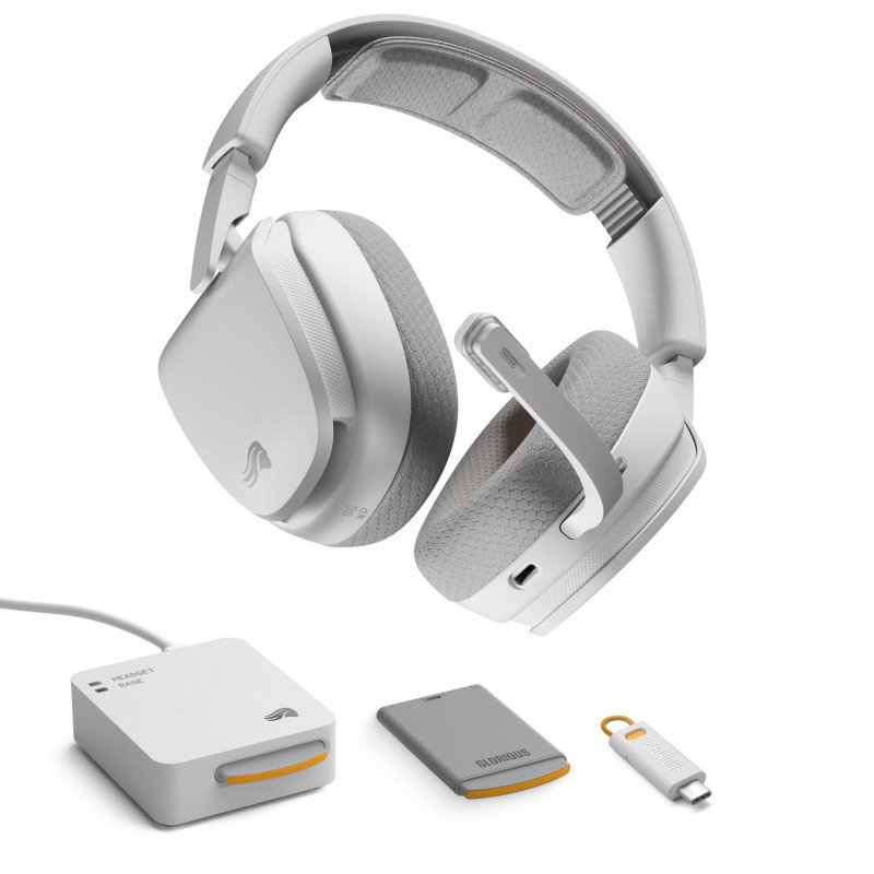 Glorious Gaming GHS Wireless InfinitePlay Kuulokkeet Langaton Pääpanta Pelaaminen Bluetooth Latausteline Valkoinen