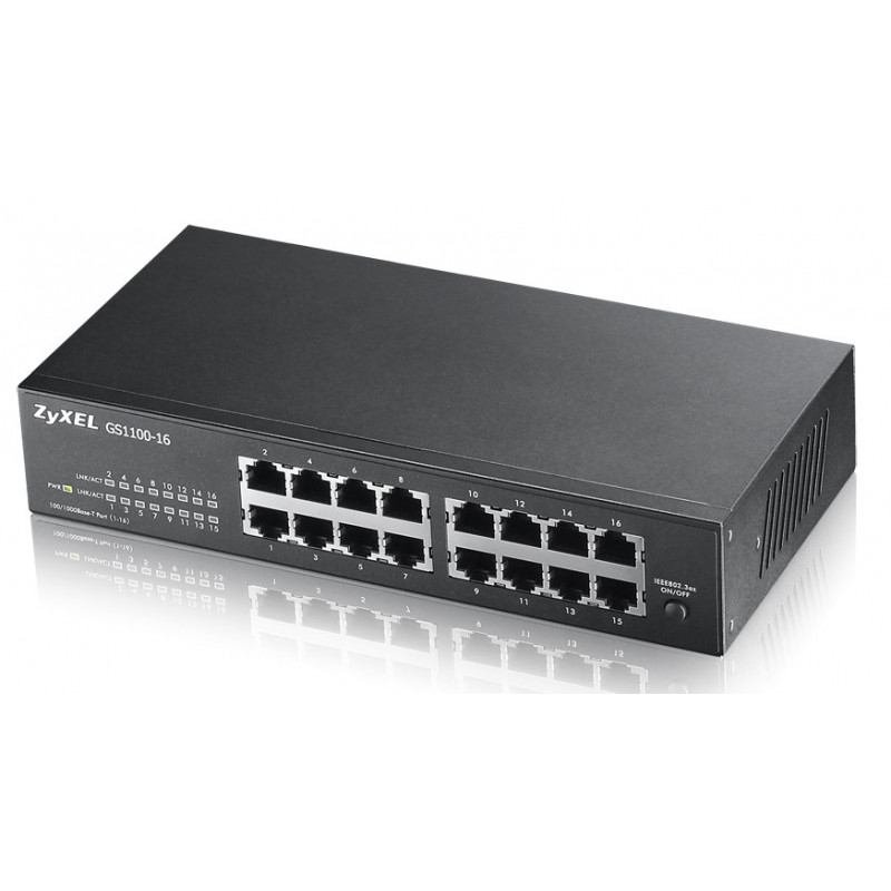 Zyxel GS1100-16 Hallitsematon Gigabit Ethernet (10 100 1000) Musta