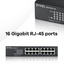 Zyxel GS1100-16 Hallitsematon Gigabit Ethernet (10 100 1000) Musta