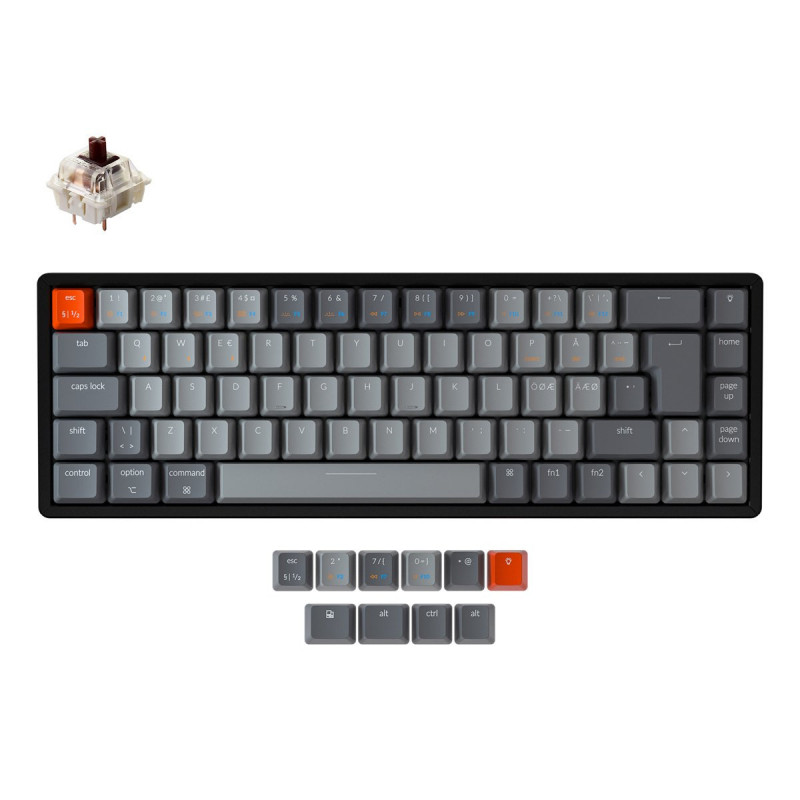 Keychron K6 näppäimistö Universaali USB + Bluetooth QWERTY Pohjoismainen Musta, Harmaa, Oranssi
