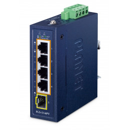 PLANET IP30 Compact size 4-Port IGS-514PT Hallitsematon Gigabit Ethernet (10 100 1000) Power over Ethernet -tuki Sininen