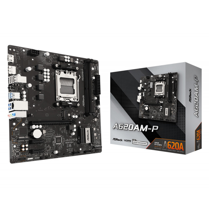 Asrock A620AM-P AMD A620A Pistoke AM5 mikro ATX