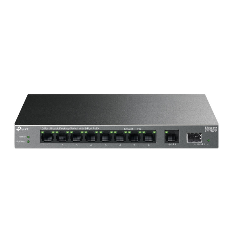 TP-Link LiteWave LS1210GP verkkokytkin Hallitsematon Gigabit Ethernet (10 100 1000) Power over Ethernet -tuki Musta