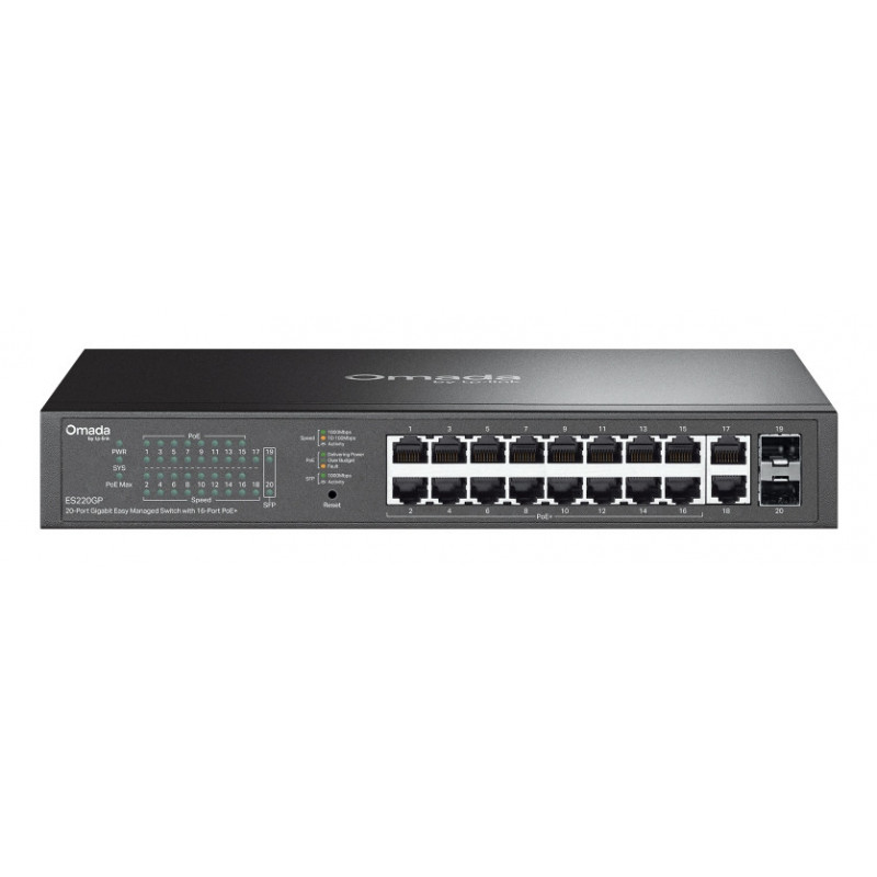 OMADA ES220GP verkkokytkin Hallittu Gigabit Ethernet (10 100 1000) Power over Ethernet -tuki Musta