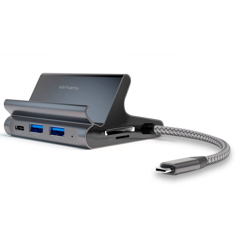 4smarts 7in1 USB 3.2 Gen 1 (3.1 Gen 1) Type-A + Type-C Harmaa