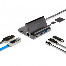 4smarts 7in1 USB 3.2 Gen 1 (3.1 Gen 1) Type-A + Type-C Harmaa