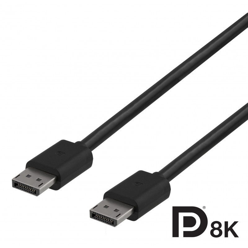 Deltaco DisplayPort 1.4 -kaapeli, DP8K-sertifioitu, 2 m, musta