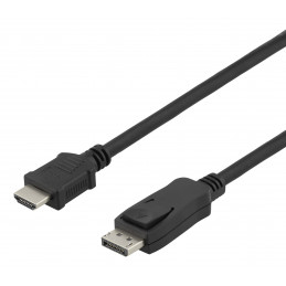 Deltaco DisplayPort   HDMI -kaapeli, 2 m, musta