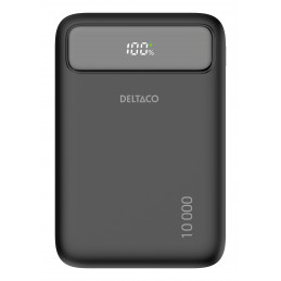 Deltaco Varavirtalähde 10 000 mAh, 2x Sisäänrakennetut USB-C-kaapelit, PD 20 W, musta