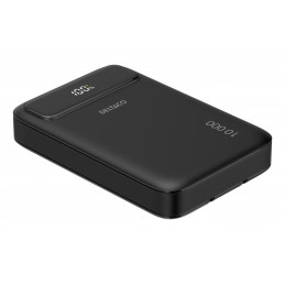 Deltaco Varavirtalähde 10 000 mAh, 2x Sisäänrakennetut USB-C-kaapelit, PD 20 W, musta